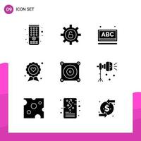 Glyph Icon set. Pack of 9 Solid Icons isolated on White Background for responsive Website Design Print and Mobile Applications. vector