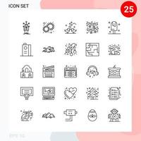 Vector Pack of 25 Icons in Line Style. Creative Outline Pack isolated on White Background for Web and Mobile.