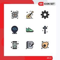 Universal Icon Symbols Group of 9 Modern Filledline Flat Colors of sports exercise protection location globe Editable Vector Design Elements