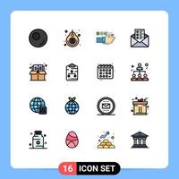 conjunto de 16 iconos de interfaz de usuario modernos signos de símbolos para tecnología de libros de educación negocios de chat elementos de diseño de vectores creativos editables