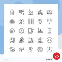 Pictogram Set of 25 Simple Lines of photo album map modern company Editable Vector Design Elements