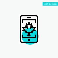 Mobile Cell Canada Leaf turquoise highlight circle point Vector icon
