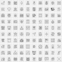 paquete de 100 iconos de líneas universales para móviles y web vector