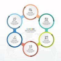 Basic circle infographic template with 6 steps, process or options vector