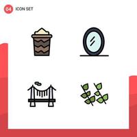 4 Creative Icons Modern Signs and Symbols of beach road vacation bridge leaf Editable Vector Design Elements