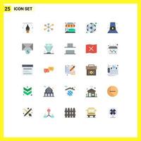 25 User Interface Flat Color Pack of modern Signs and Symbols of fashion soccer purchase football place Editable Vector Design Elements