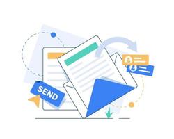Email and messaging,Email marketing campaign,Working process, New email message,flat design icon vector illustration