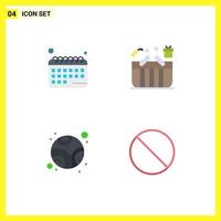 Set of 4 Vector Flat Icons on Grid for appointment planet basket box cancel Editable Vector Design Elements