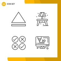 4 Icon Set. Line Style Icon Pack. Outline Symbols isolated on White Backgound for Responsive Website Designing. vector