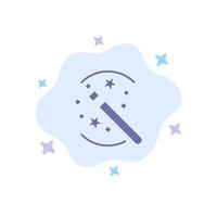 Tricks Solution Magic Stick Blue Icon on Abstract Cloud Background vector