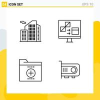 Collection of 4 Universal Line Icons. Icon Set for Web and Mobile. vector