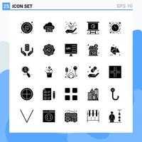 Modern 25 solid style icons. Glyph Symbols for general use. Creative Solid Icon Sign Isolated on White Background. 25 Icons Pack. vector