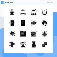 Modern Set of 16 Solid Glyphs and symbols such as speaker loudspeaker insurance amplifier magnet Editable Vector Design Elements