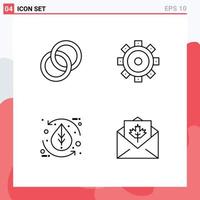 Group of 4 Filledline Flat Colors Signs and Symbols for ring environment engagement setting nature Editable Vector Design Elements