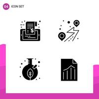 Glyph Icon set Pack of 4 Solid Icons isolated on White Background for responsive Website Design Print and Mobile Applications Creative Black Icon vector background