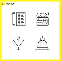 4 Icon Set. Simple Line Symbols. Outline Sign on White Background for Website Design Mobile Applications and Print Media. vector