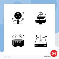 4 Thematic Vector Solid Glyphs and Editable Symbols of user tourist analytics holiday count down Editable Vector Design Elements