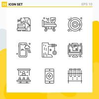 Collection of 9 Universal Line Icons. Icon Set for Web and Mobile. vector