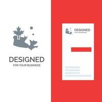 Map Canada Leaf Grey Logo Design and Business Card Template vector