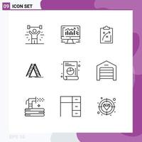 Outline Pack of 9 Universal Symbols of construction ladder monitor market tactics Editable Vector Design Elements