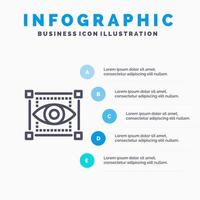 Visual View Sketching Eye Blue Infographics Template 5 Steps Vector Line Icon template