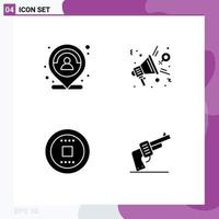 Set of 4 Commercial Solid Glyphs pack for customer speaker marker feminism media Editable Vector Design Elements