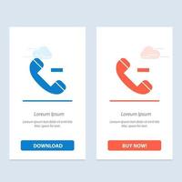 llamar contacto eliminar azul y rojo descargar y comprar ahora plantilla de tarjeta de widget web vector