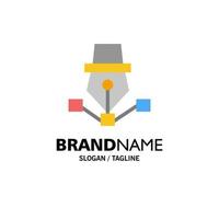 Pen Drawing Art Design Draw Business Logo Template Flat Color vector