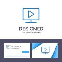 Creative Business Card and Logo template Monitor Computer Video Play Vector Illustration