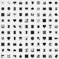 Set of 100 Business Solid Glyph icons vector