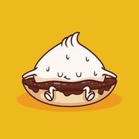 cute dim sum diping on soy sauce vector