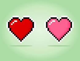 Píxeles de símbolo de corazón de 8 bits. icono de amor en ilustraciones vectoriales vector