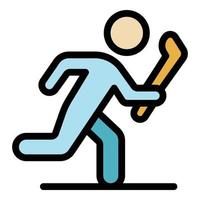 vector de contorno de color de icono de jugador corriendo hurling