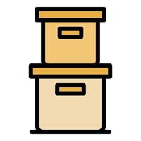Archive boxes icon color outline vector