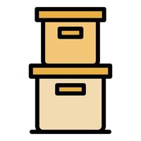 Archive boxes icon color outline vector