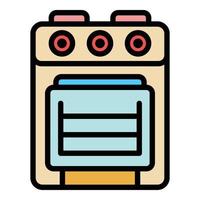 Gas cooker icon color outline vector