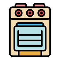 Gas cooker icon color outline vector