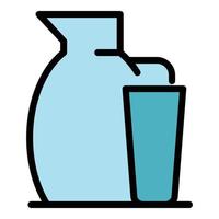 Milk pitcher icon color outline vector