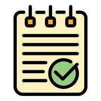 Approved notebook icon color outline vector
