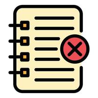 Rejected notebook writing icon color outline vector