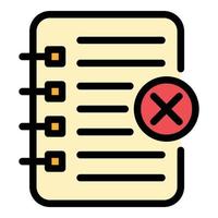 Rejected notebook writing icon color outline vector