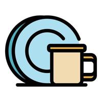 Mug plate icon color outline vector