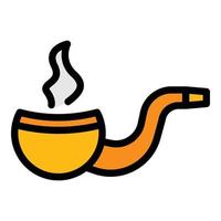 Hand made smoking pipe icon color outline vector