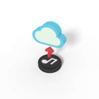 3d illustration of upload music on cloud png