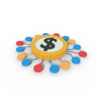 3d illustration of coin dollar network png