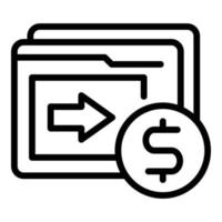 vector de contorno de icono de dinero de carpeta. aplicación bancaria