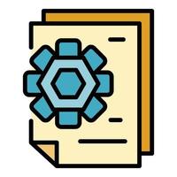 System gear report icon color outline vector