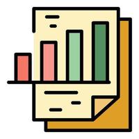 Office graph report icon color outline vector