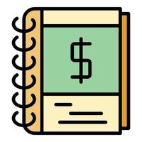 Notebook money report icon color outline vector