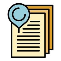 Pin paper report icon color outline vector